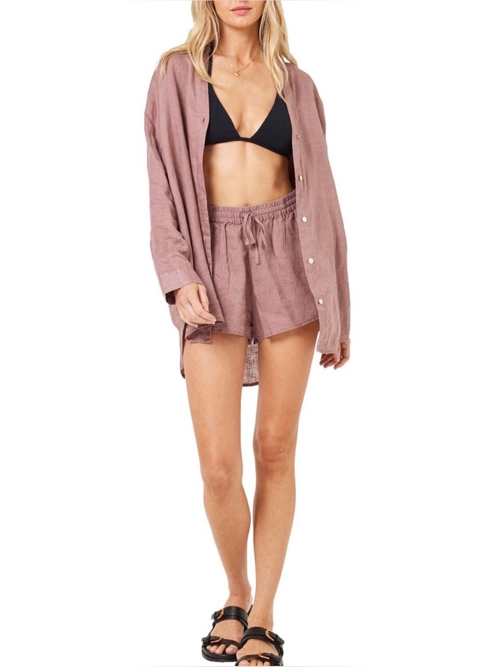 l*space Rose Mauve Drawstring Waist Shorts